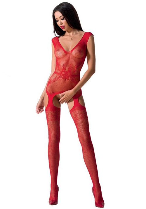 Passion Bs062 Bodystocking Rojo Talla Unica